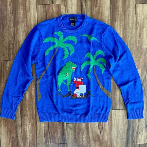 Alex Stevens Toilet T. Rex Attack Ugly Christmas Sweater - Picture 1 of 6